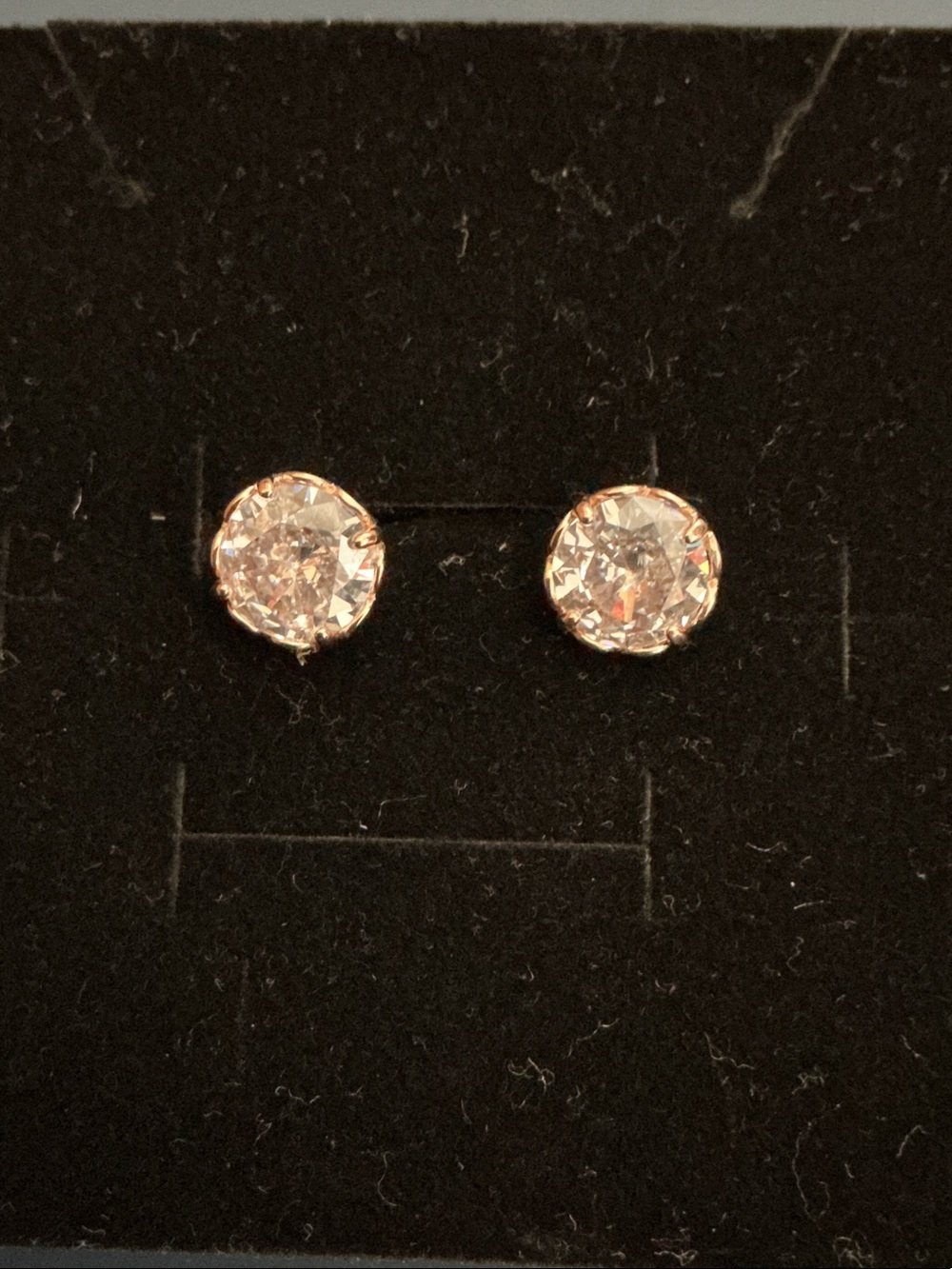 Rose Gold Crystal Stud Earrings - Sparkling Clear Stones
